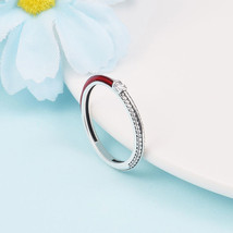 925 Sterling Silver Signature ME Pave &amp; Red Dual Ring For Women - £13.54 GBP