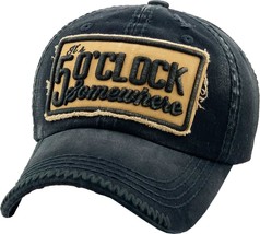 It&#39;s 5 o&#39;clock Somewhere Adjustable Distressed Logo Baseball Hat by KB ETHOS - £15.14 GBP