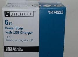 Utilitech 5474553 6 Foot Power Strip White USB Charger Braided Cord image 5