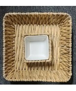 Oversized Chip &amp; Dip ~ Rattan/Wicker Basket with Ceramic Bowl ~ 14&quot; x 14&quot; - $51.12 CAD