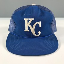 Vintage Kansas Stadt Königsblau Trucker Hut Blau Weiß Logo Snapback Kc - £10.50 GBP