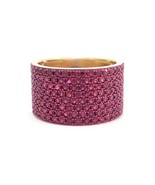 Authenticity Guarantee 
Wide Pave Ruby Gemstone Band Ring 14K Yellow Gol... - £2,591.94 GBP