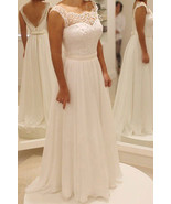 Charming Sheer Lace Sleeveless Long Wedding Dresses Bridal Gown with Sash - £192.43 GBP