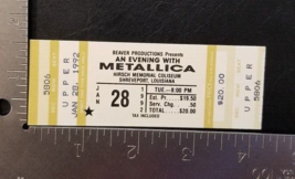 Metallica - Vintage Jan 28, 1992 Shreveport, Louisiana Mint Whole Concert Ticket - £23.98 GBP