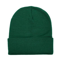 Hunter Green Unisex Beanie Hat Plain Warm Knit Cuff Skull Ski Cap - £7.93 GBP