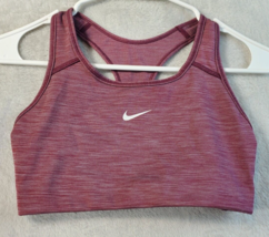 Nike Sports Bra Womens Size Small Burgundy Polyester Wide Straps Cross Back Logo - £9.02 GBP