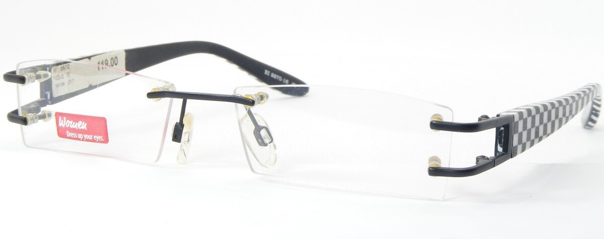 Mujer Anteojos Bi 8870-16 Negro Mate/Blanco Único Gafas sin Montura 52-1... - $76.22