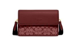 New Coach CH828 Turner Flap Crossbody in Signature Chambray and Leather Wine - £114.18 GBP