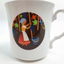 Royal Grafton Mug Cup Bone China England Autumn Fall Harvest Grapes Circle Woman - £11.49 GBP