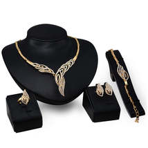 Cubic Zirconia &amp; 18K Gold-Plated Bypass Wing Necklace Set - £14.38 GBP