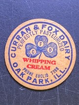 Milk Bottle Caps Curran &amp; Fox Dairy Whipping Cream Cap Oak Park Vintage Unused - £7.39 GBP