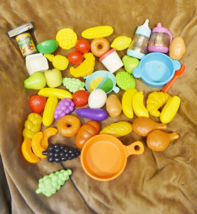 Lot 50 Piece Kids Pretend Play Plastic Food Fruit Desserts Veges Bowl Bread - £23.31 GBP