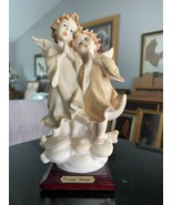 VINTAGE GUISEPPE ARMANI TWO PROCELAIN ANGEL FIGURINE ON A WOOD BASE  8&quot; ... - $166.15 CAD