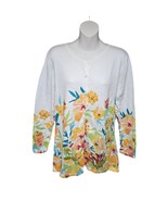 Norm Thompson Women Medium Tunic Blouse Floral Button Up Cardigan Casual... - $22.76 CAD