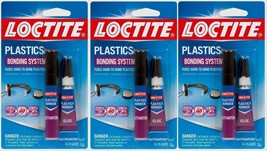 3 ~ LOCTITE Plastics 2pc Bonding System Super Glue Metal Leather Ceramic... - £43.14 GBP