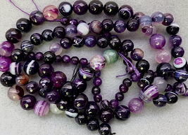 6mm Purple Sardonyx Round Beads, 1 15in Strand, dark purple gemstone micro facet - £10.36 GBP