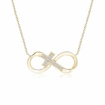 ANGARA Diamond Sideways Cross Pendant Necklace in 14K Gold (HSI2, 0.06 Ctw) - £381.75 GBP