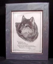 Gini Adamson Pencil Art Wolf and Chief Dan George Quote Signed, Numbered Ltd Ed - £31.46 GBP