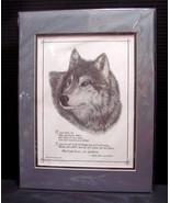 Gini Adamson Pencil Art Wolf and Chief Dan George Quote Signed, Numbered... - $40.00