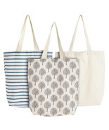 3 Pack Small Reusable Grocery Bags, Canvas Tote Bag, 3 Designs, 15X16.5 In - £22.30 GBP