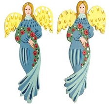 Angel Ornaments 1984 Winterthur Museum Lot Of 2 Hand Painted Wood Christmas E38 - £19.33 GBP