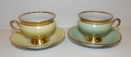 PAIR OF EMPRESS KJOBENHAVNS PORCELAIN MALERI DEMITASSE FOOTED CUP &amp; SAUCERS - $47.91