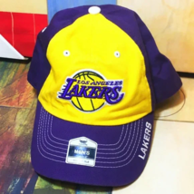 Men&#39;s Nba Basketball Los Angeles Lakers Adjustable Hat Velcro Strap Curved Bill - £15.93 GBP