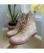 FRYE Veronica Rustic Leather Combat Booties size 6.5 Blush Pink, tan tones - $3,161.31 MXN
