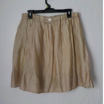 BCBGMaxazria Shiny Golden A-Line Skirt with Elastic Waist Women Small Te... - £7.92 GBP