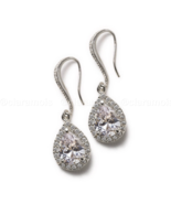 Pear Cut Moissanite Drop/Dangle Earrings Solid 14K White Gold 3.50 CT Fo... - £392.27 GBP