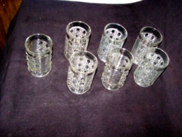 Federal Glass Button And Cane Windsor Clear 5&quot; Tumbler - Vtg Set Of 6 - £31.06 GBP