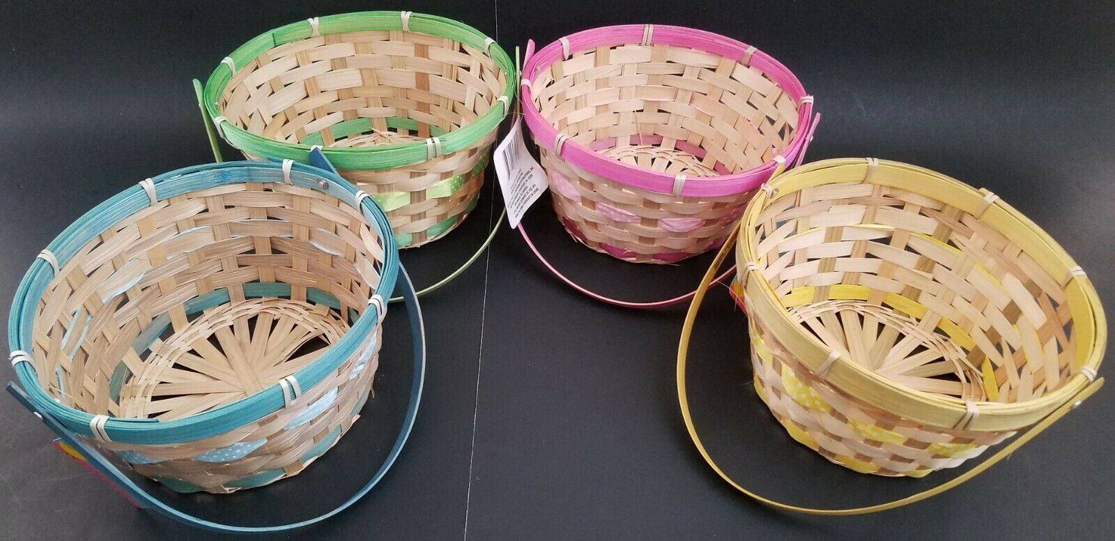 Easter Baskets Wicker w Handles &amp; Ribbons 4”H x 8.5”W x 7.5”D, Select: C... - $3.49
