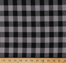Gray Black Buffalo Plaid Flannel 1&quot;x0.75&quot; Check Fabric By the Yard D279.25 - £7.77 GBP