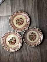 Three Victorian Purple Mulberry W. Baker &amp; Co. Woodland Pattern Scenic Plates - £109.01 GBP