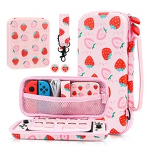 Pink Strawberry Carrying Case For Nintendo Switch &amp; Oled Modle, Portable Switch  - £45.61 GBP