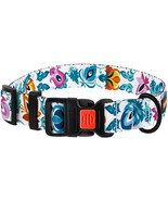 Floral Nylon Dog Collar for Medium Large Dogs Adjustable Neck Fit 14&quot;-18&quot; - $9.89