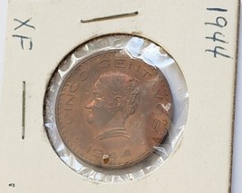1944 Mexico 5 centavo XF coin - £3.12 GBP