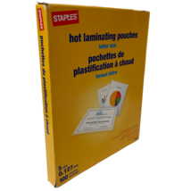 Staples Hot Laminating Pouches 9 x 11 1/2 Letter Size 100 Pack 17468 New - $13.34