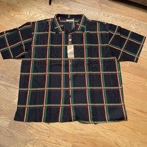 Black Plaid Canvas Button Up Shirt Regal Wear Mens Sz 5XL NEW Tags - £10.60 GBP