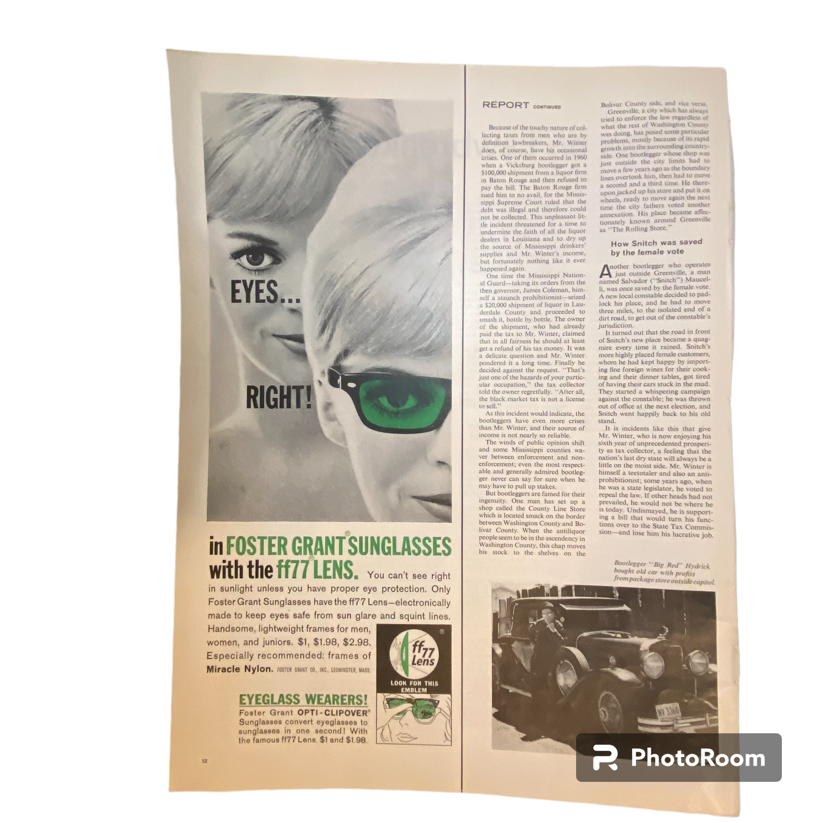 Primary image for Color Foster Grant Sunglasses Print Ad May 11 1962 Frame Ready