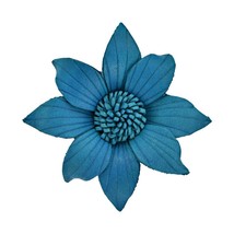 Nature Bloom Blue Flower Leather 2 in 1 Multi-Wear Brooch Pin or Hair Clip - $17.81