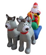 7 Foot Long Christmas Inflatable Santa Claus Husky Sled Sleigh Garden De... - $84.14