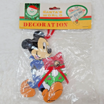 Christmas Mickey Mouse Disney Kurt Adler Ornament Bell Bow Sealed Santas World - $8.93