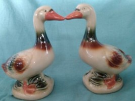 Vintage Lusterware Ceramic Ducks Pair Figurines Made in Brazil 7&quot; T farmhouse - £18.67 GBP