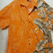 Hawaiian Shirt Palm Leaves Size 2XL Orange Gray Winnie Fashion Coconut Buttons  - £21.33 GBP
