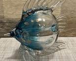 Art Glass Fish Figurine Hand Blown Tropical Figurine Home Decor (Blue) 8... - $24.18