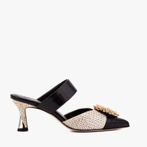 The Valencia Black & Cream Jewel Heel Women's Mule Sandal image 2