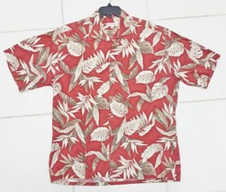 PIERRE CARDIN Hawaiian Shirt Tropical Floral S/S 100% Cotton Men&#39;s Size L - $22.95