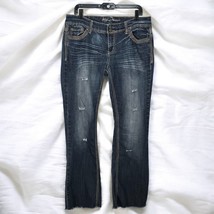 Ariya Jeans Juniors Women’s Size 13/14 Blue Denim Stitch Embroidered Dis... - $23.36