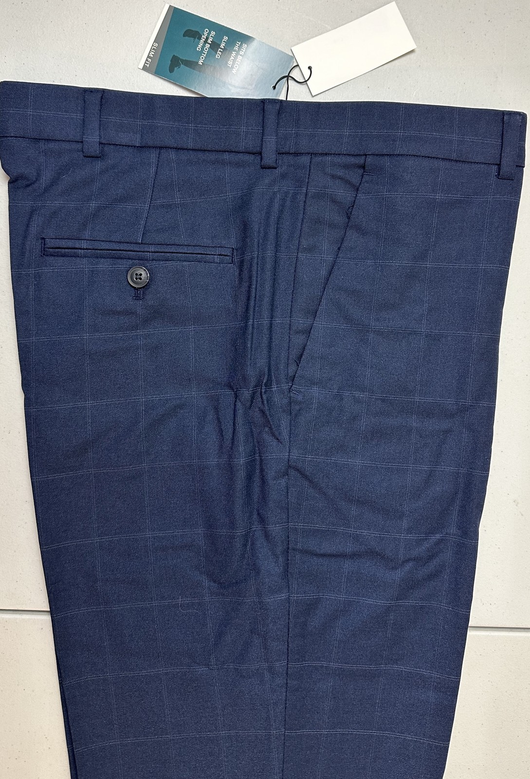Perry Ellis Men's Slim-Fit Flat Front Dress Pants in Navy-33x32 Item image 8
